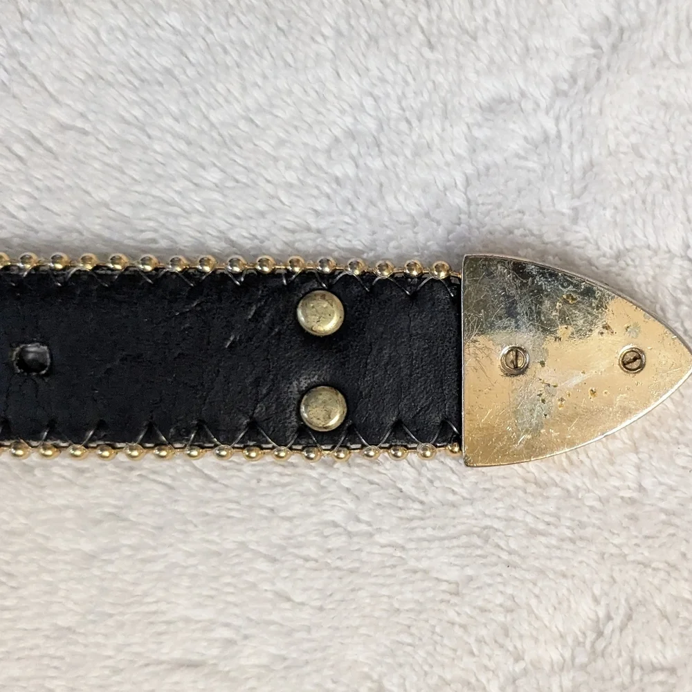 Christine Alexander Belt Western Black Leather Embellished Rhinestone Crystal M - Picture 8 of 9